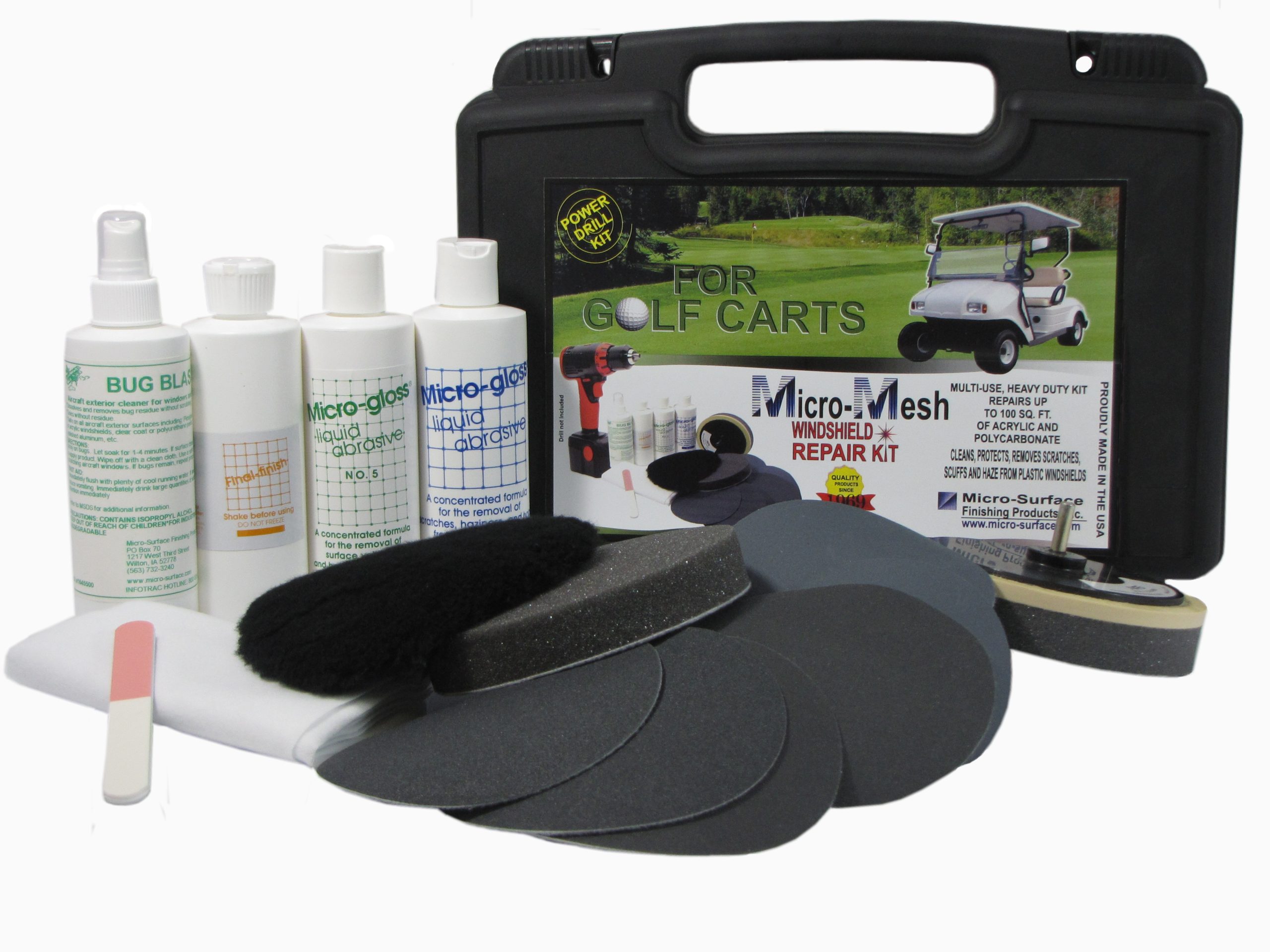 Micro-Mesh® Golf Cart Windshield Repair DRILL Kit - Micro Surface